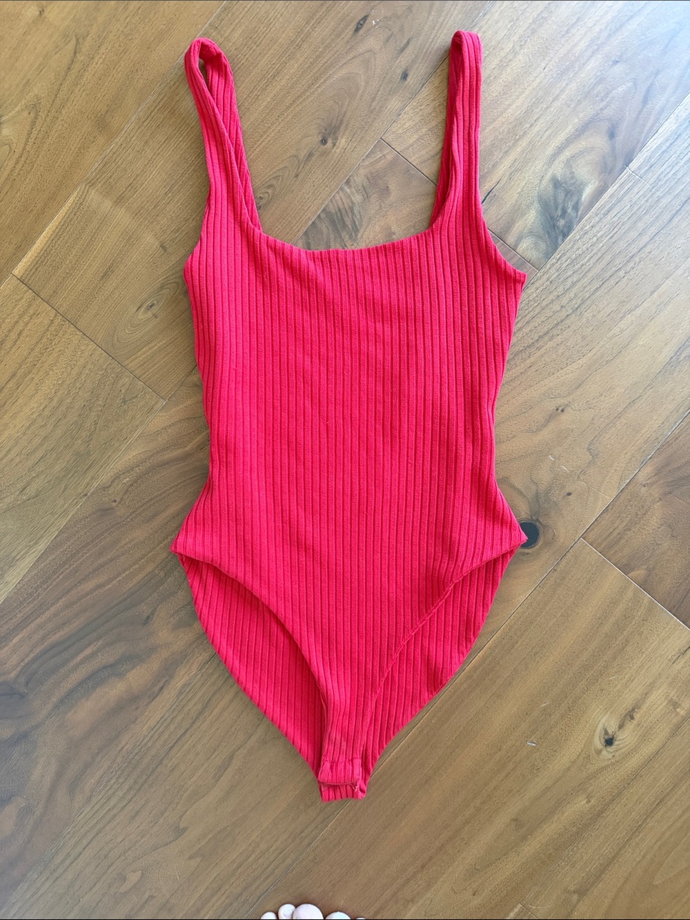 MARA HOFFMAN / Red Ribbed Sleeveless Bodysuit / XS